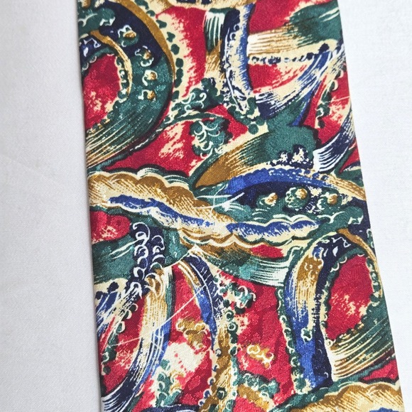 Vintage Christian Dior Monsieur Abstract Pattern Tie, Printed Polyester, 57.5" - Picture 5 of 8